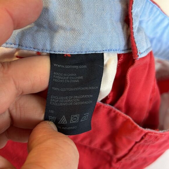 TOMMY HILFIGER NAUTICA GAP Size 12 Cotton Chino Shorts Red Khaki Peach Uniform - Picture 4 of 15
